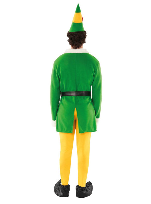 Plus Size Buddy Elf Mens Christmas Costume In Green And Yellow Back Image