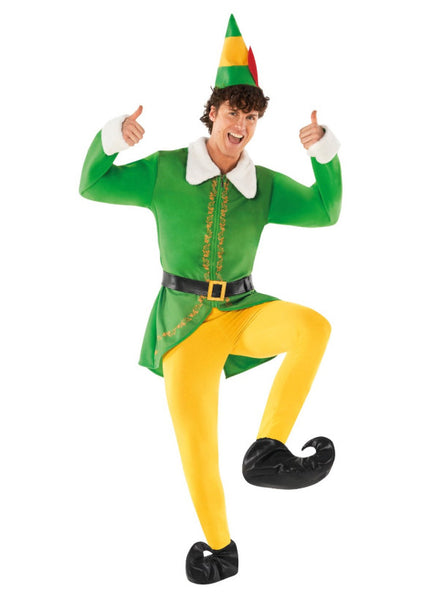 Plus Size Buddy Elf Mens Christmas Costume In Green And Yellow Main Image
