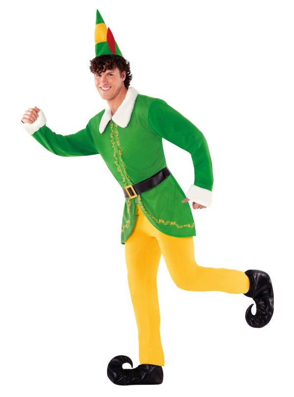 Plus Size Buddy Elf Mens Christmas Costume In Green And Yellow Side Image