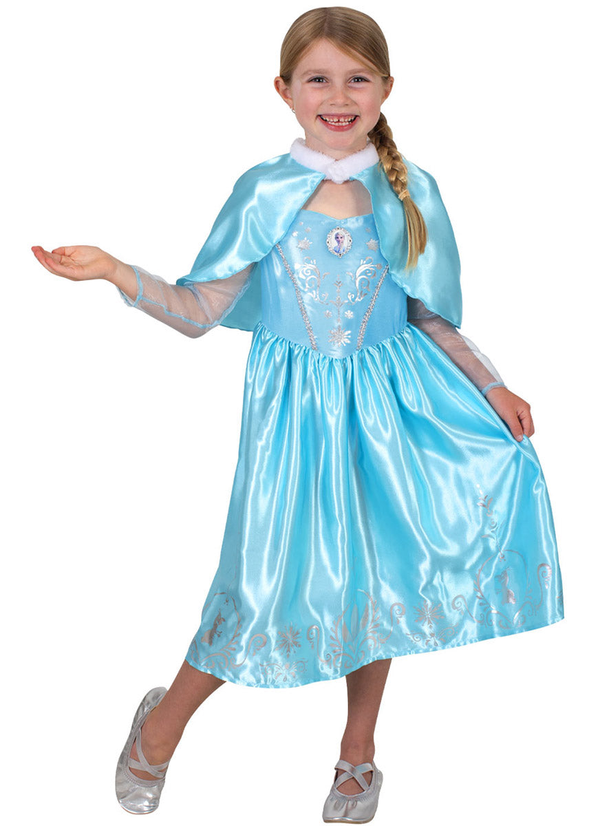 Main image of Elsa Girls Disney Frozen Princess Costume With Cloak
