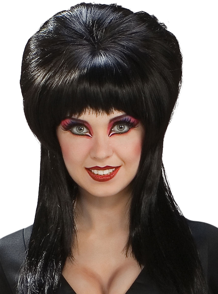 Elvira Deluxe Womens Black Halloween Costume Wig - Main Image