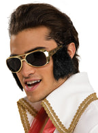 Gold Elvis Presley Glasses with Sideburns - Main Image