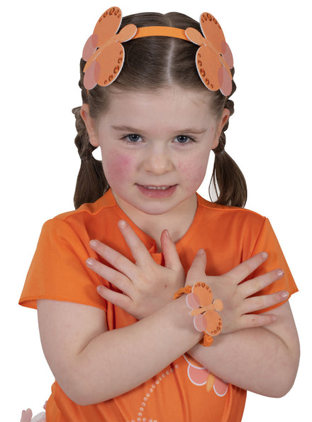 Girls Emma Memma Orange Butterfly Headband And Wristbands Costume Accessory Set - Main Image