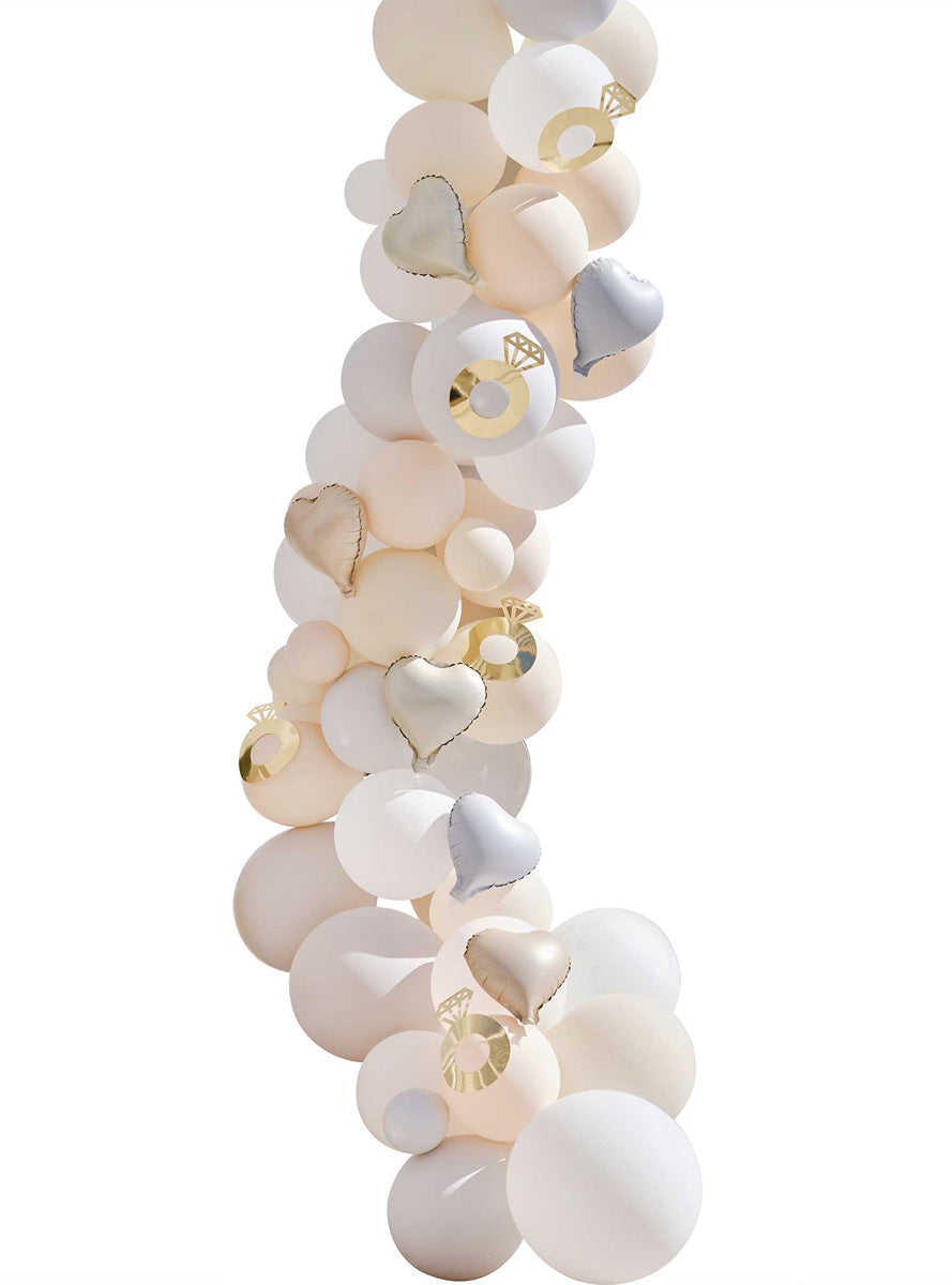 Engagement 70 Piece Cream and Grey Confetti Balloon Arch Kit – Main Image