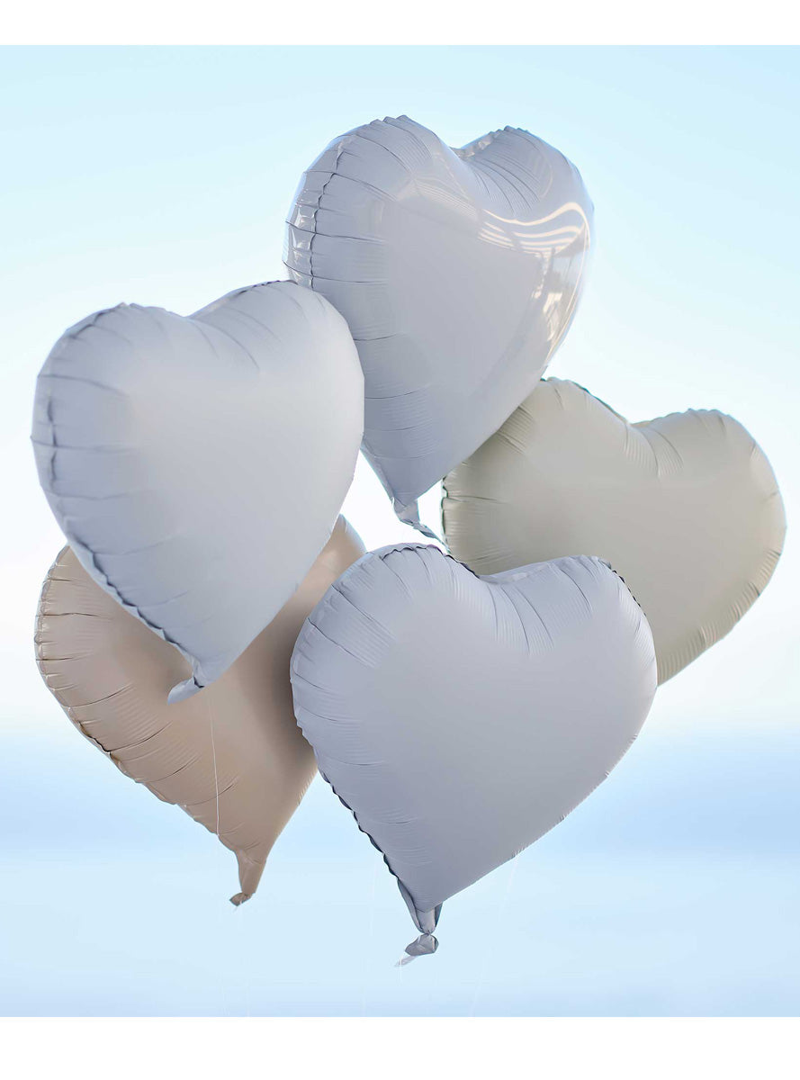 Engagement Cream and Grey 5 Pack Heart Shaped Foil Balloons – Lifestyle Image