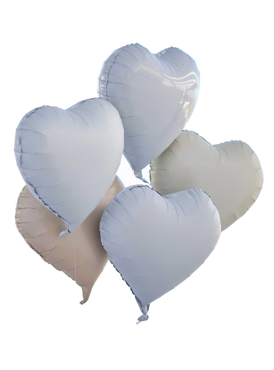 Engagement Cream and Grey 5 Pack Heart Shaped Foil Balloons – Main Image
