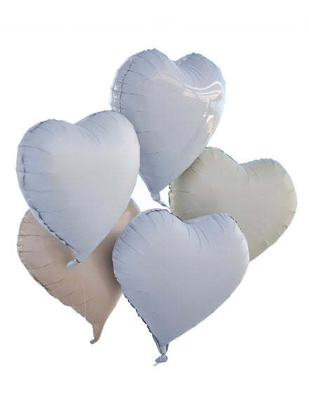 Engagement Cream and Grey 5 Pack Heart Shaped Foil Balloons – Main Image