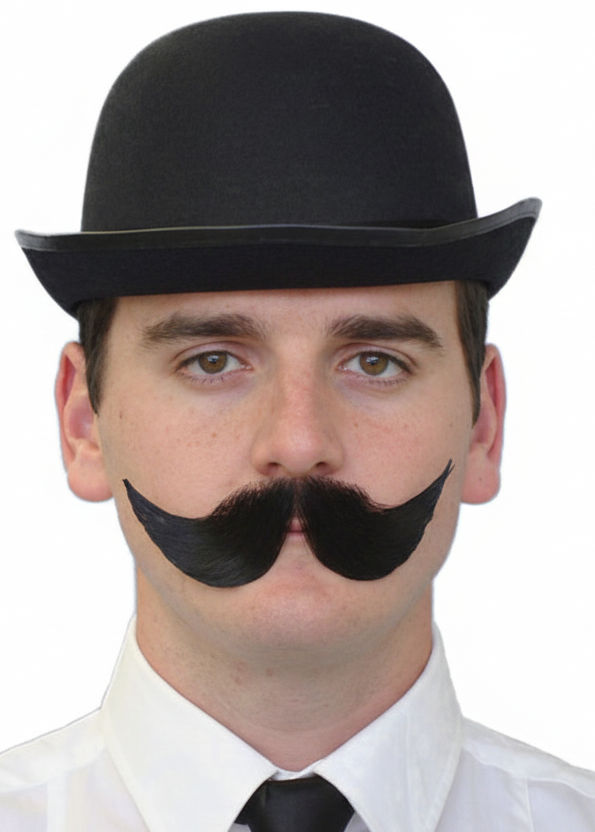 Englishman Mens Black Curled Costume Moustache - Main Image