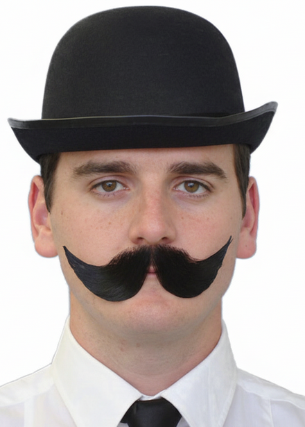 Englishman Mens Black Curled Costume Moustache - Main Image