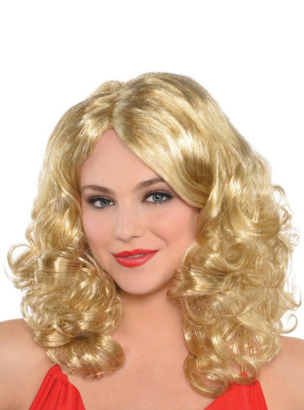 Curly Short Blonde Womens Costume Wig - Main Image