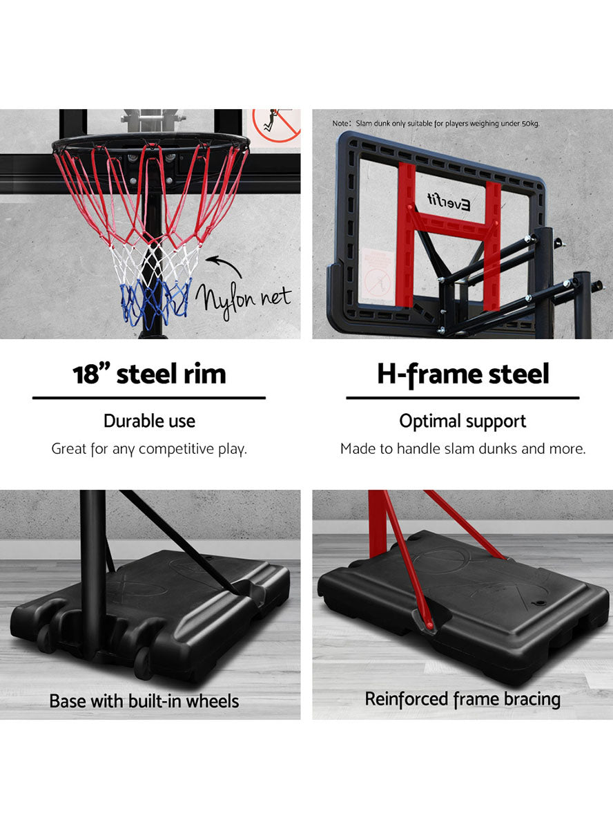 Everfit 305cm Pro Basketball Hoop With Adjustable Stand And Black Details And Padding Info Image 2