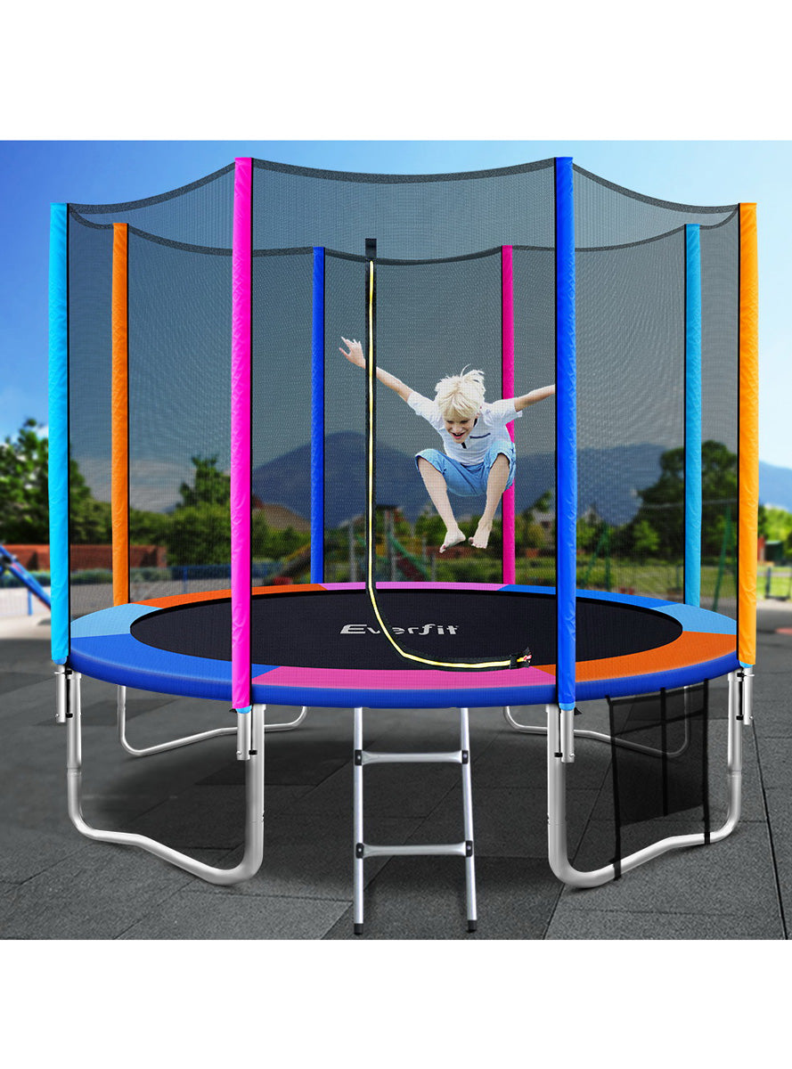 Everfit 10 Foot Rainbow Trampoline With Safety Net And Padding Alterante Image