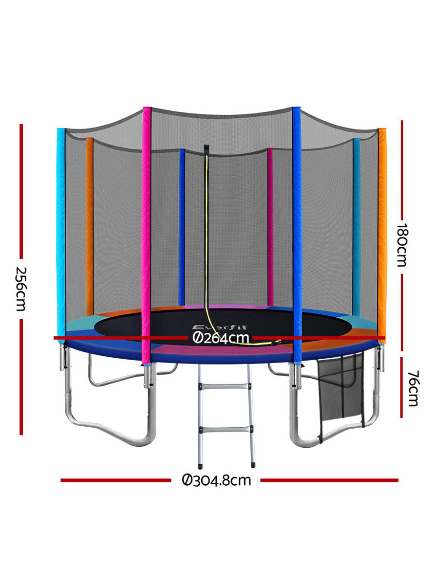 Everfit 10 Foot Rainbow Trampoline With Safety Net And Padding Dimensions Image