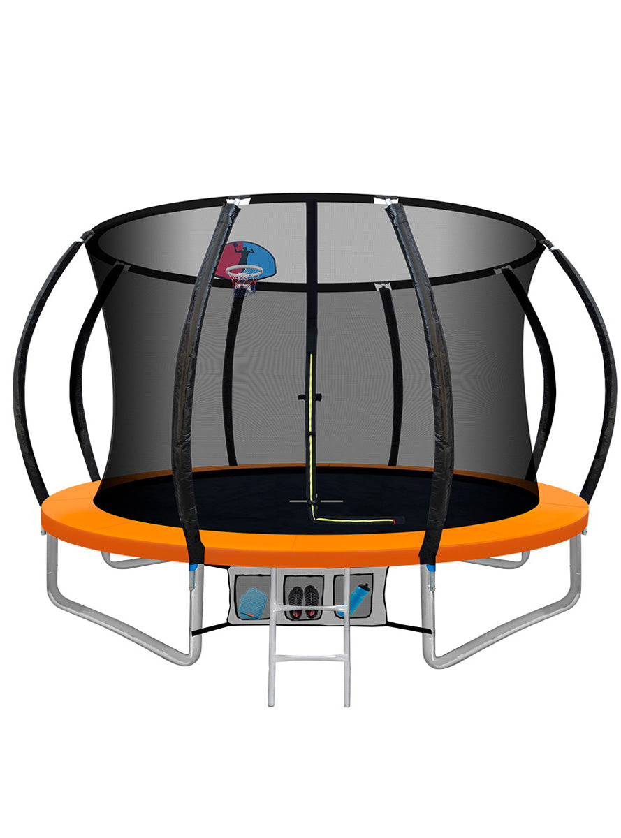 Everfit 10 Foot Round Orange Trampoline With Basketball Hoop And Safety Net Main Image