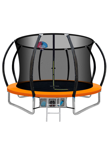 Everfit 10 Foot Round Orange Trampoline With Basketball Hoop And Safety Net Main Image