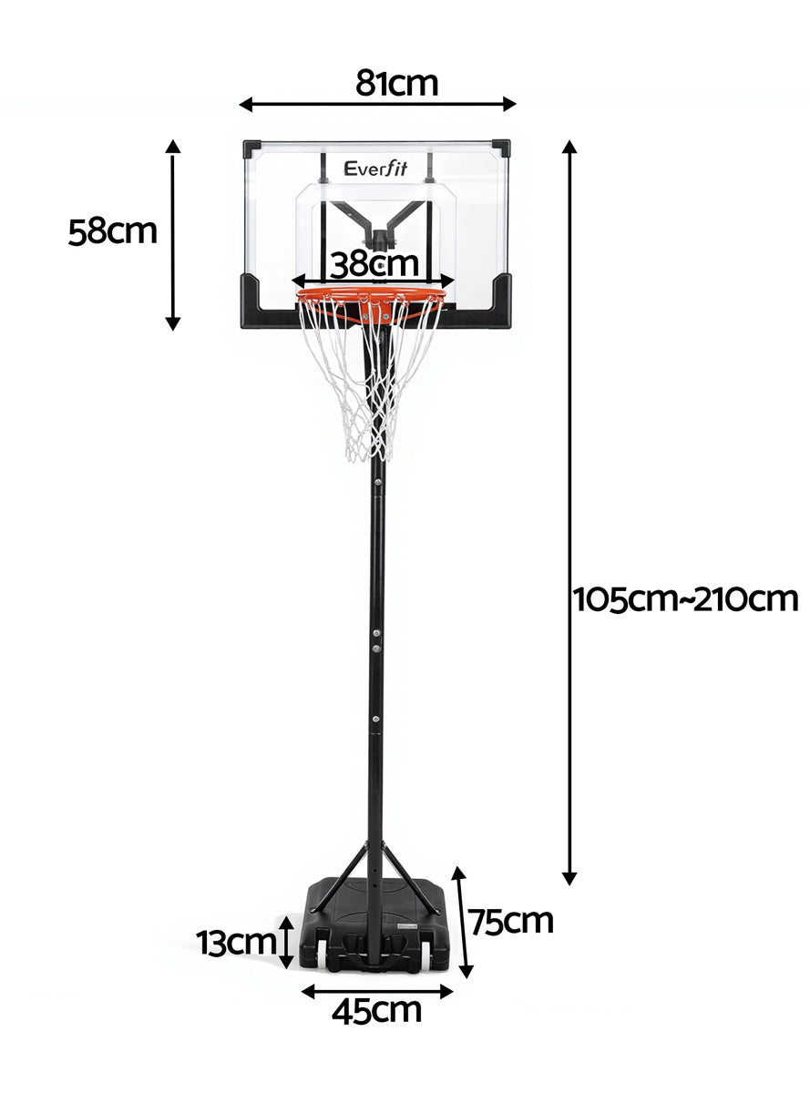 Everfit 100 210cm Adjustable Basketball Hoop On Stand For Poolside Use Dimensions Image