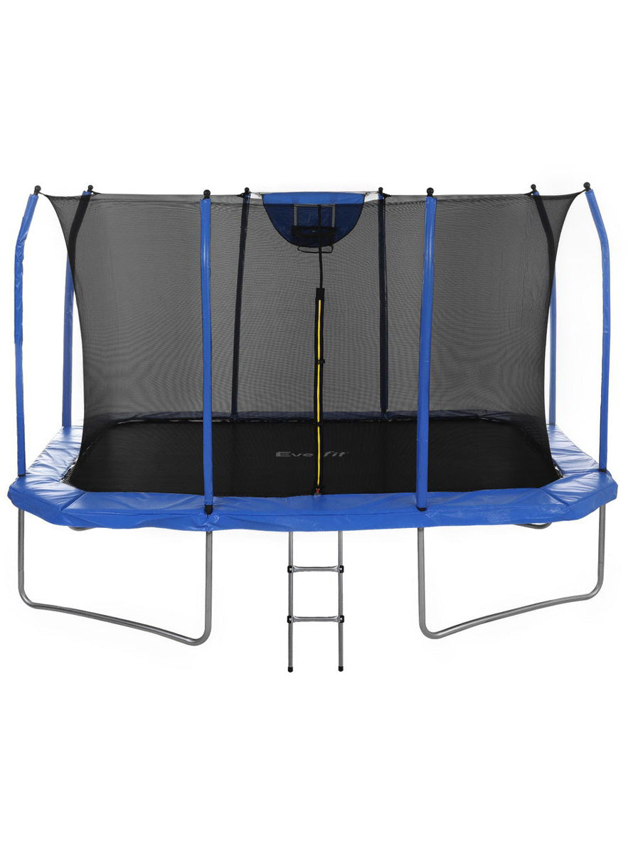 Everfit 12 Foot Blue Rectangle Trampoline With Basketball Net And Safety Net Front Image