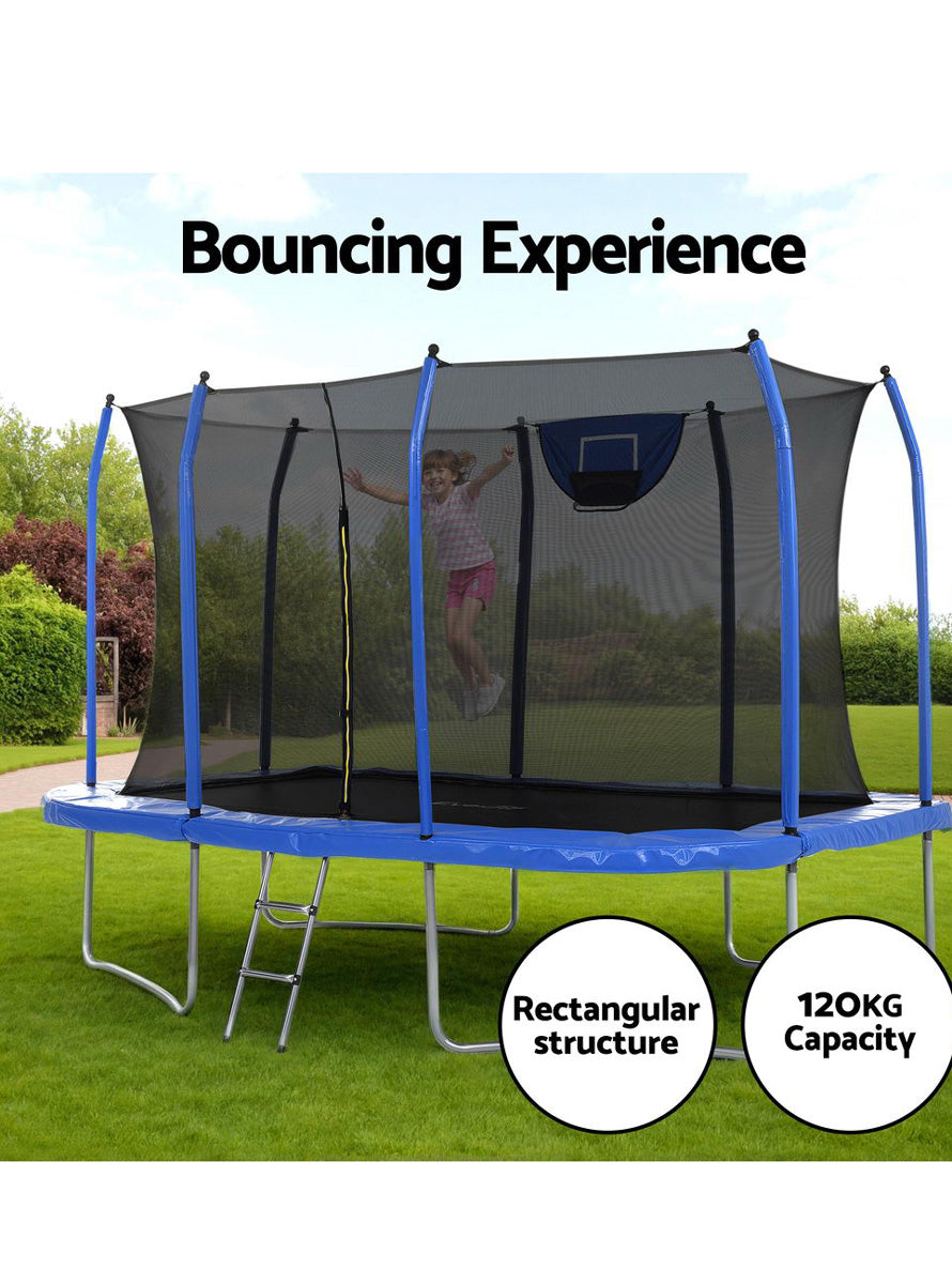 Everfit 12 Foot Blue Rectangle Trampoline With Basketball Net And Safety Net Info Image 1