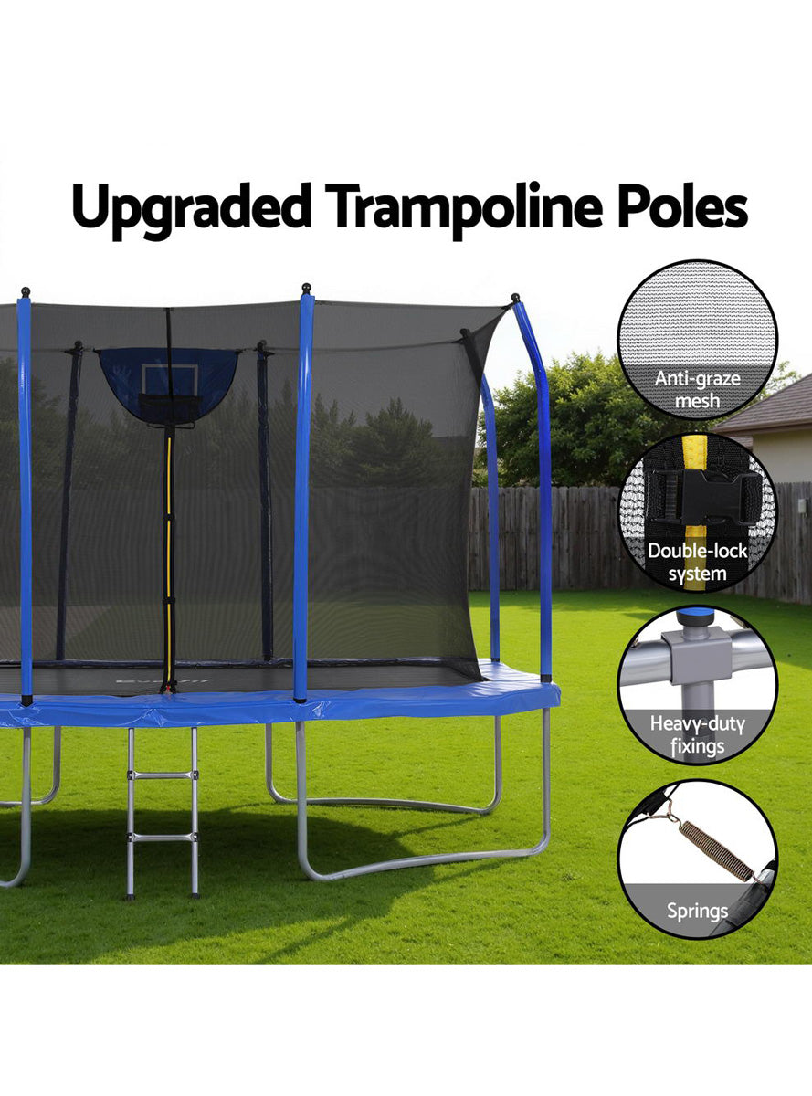 Everfit 12 Foot Blue Rectangle Trampoline With Basketball Net And Safety Net Info Image 3
