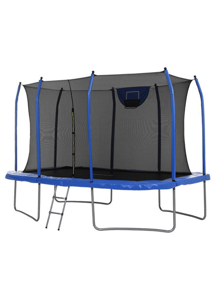 Everfit 12 Foot Blue Rectangle Trampoline With Basketball Net And Safety Net Main Image