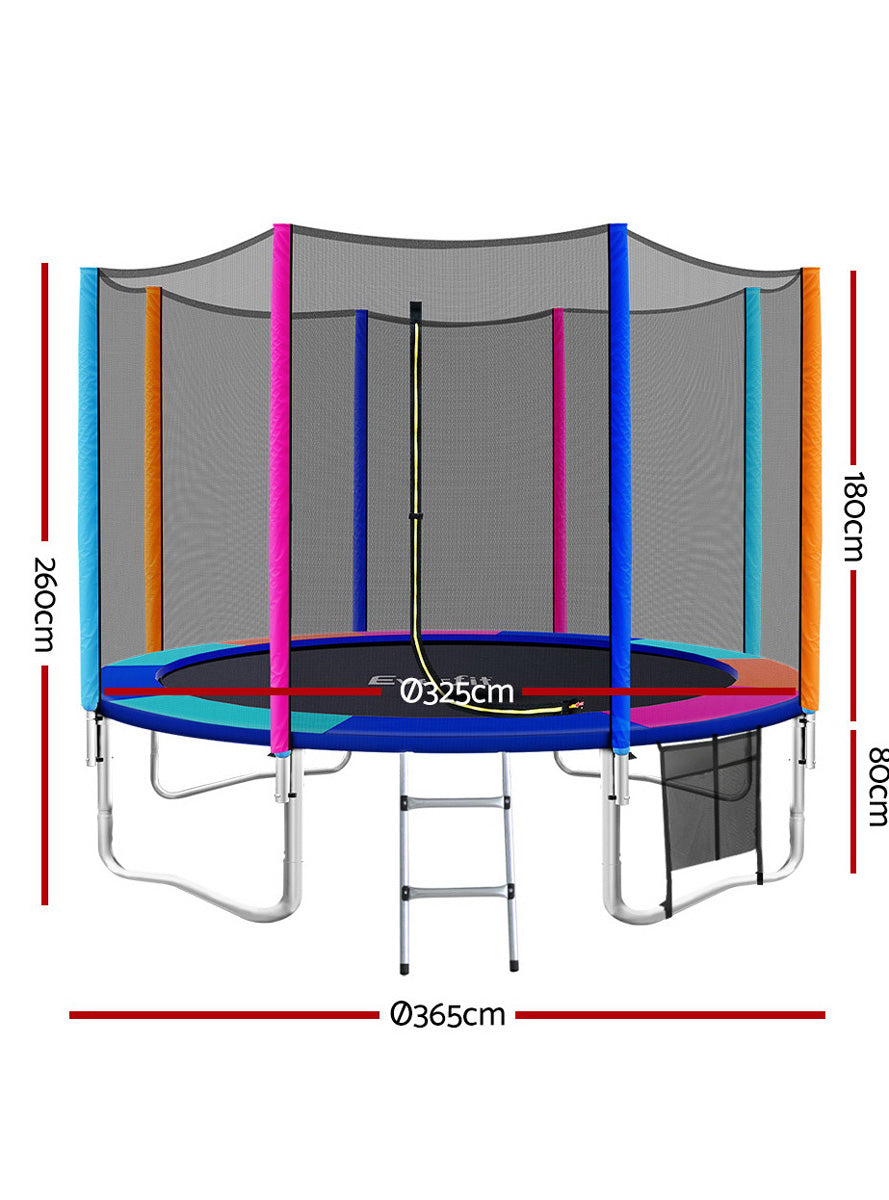 Everfit 12 Foot Rainbow Trampoline With Safety Net And Padding Dimensions Image