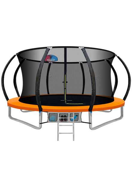 Everfit 12 Foot Round Orange Trampoline With Basketball Hoop And Safety Net Main Image