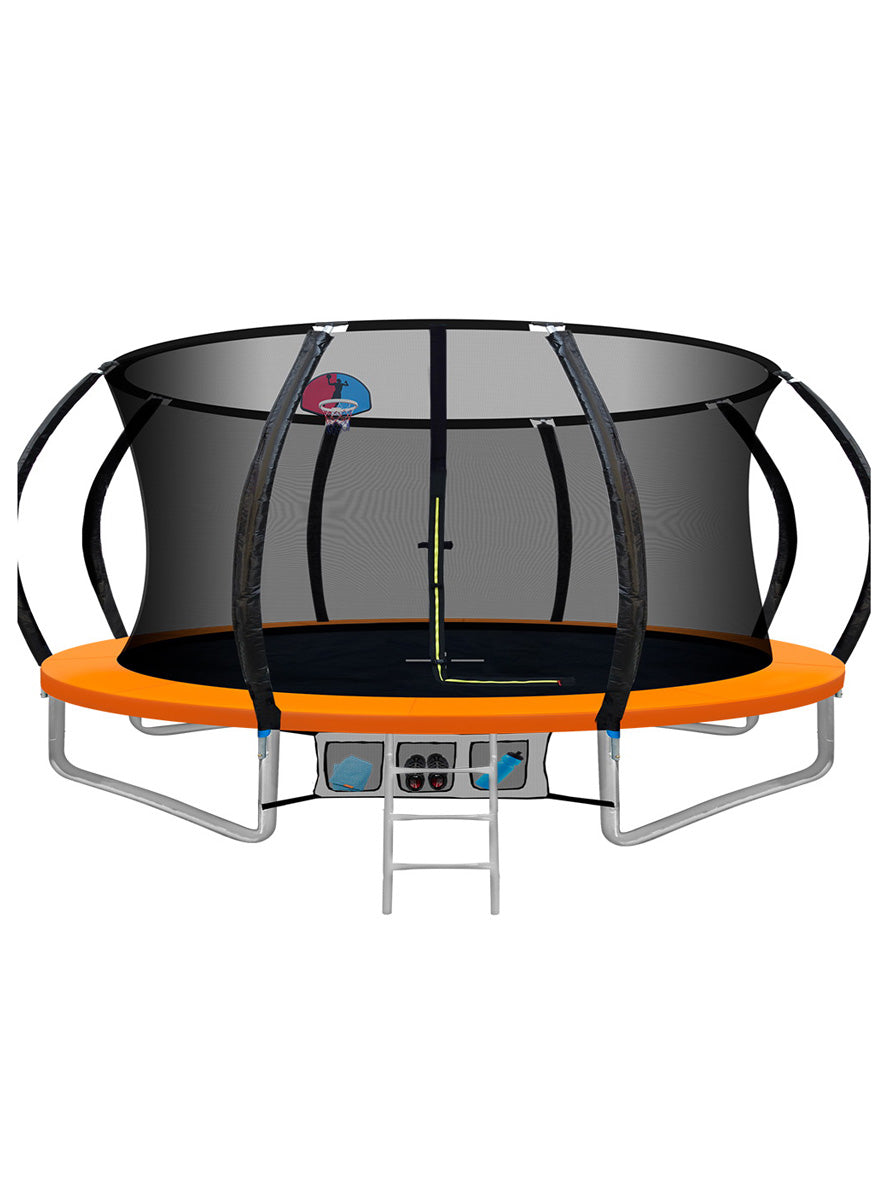 Everfit 14 Foot Round Orange Trampoline With Basketball Hoop And Safety Net Main Image