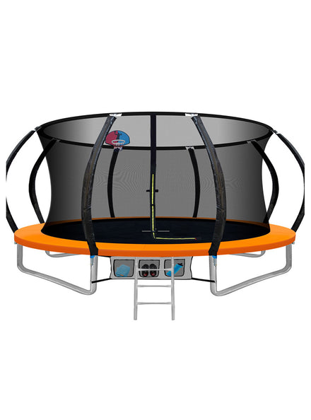 Everfit 14 Foot Round Orange Trampoline With Basketball Hoop And Safety Net Main Image