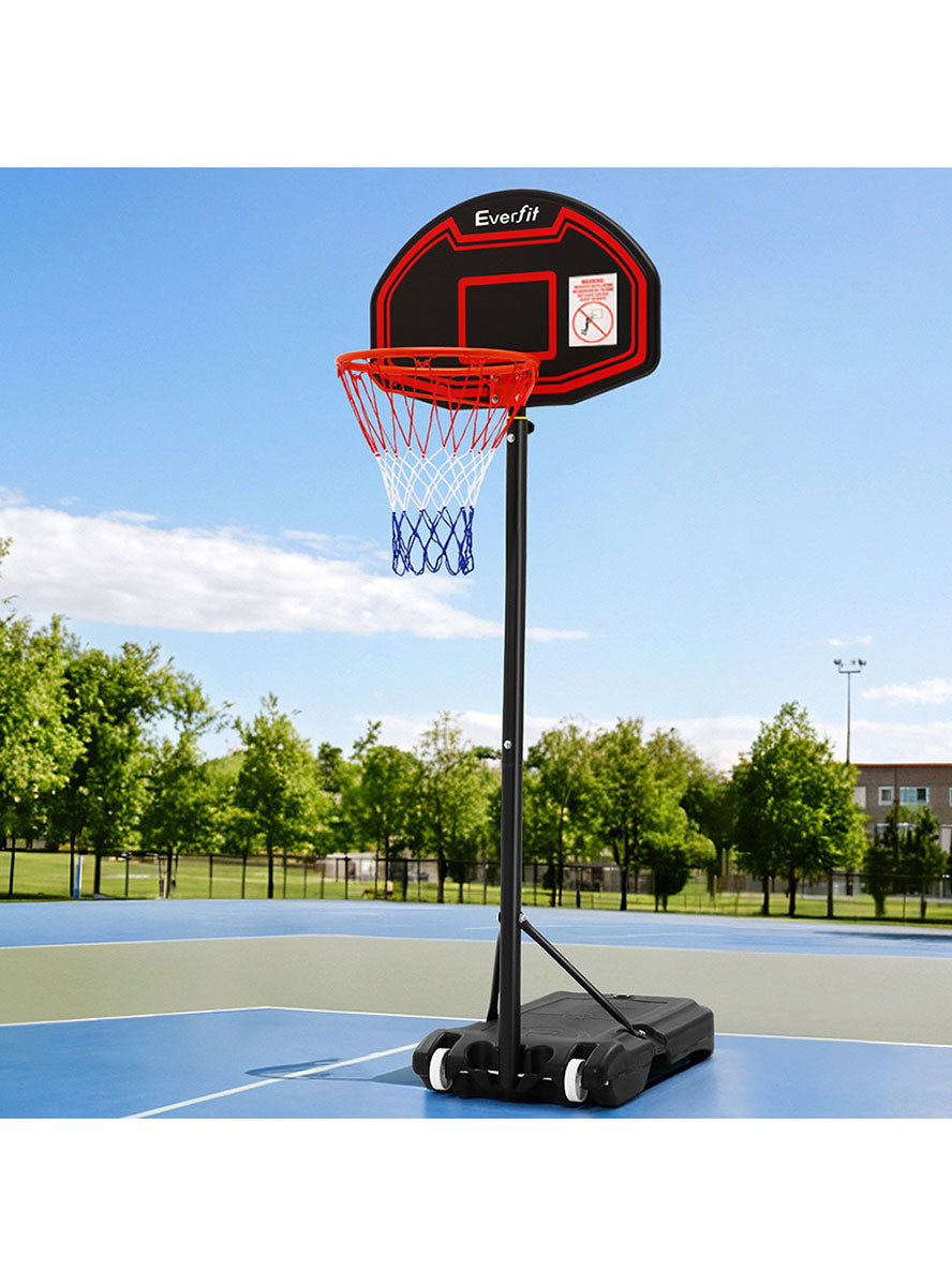 Everfit 210cm Pro Basketball Hoop With Adjustable Stand Round Backboard And Red And Black Details Alternate Image
