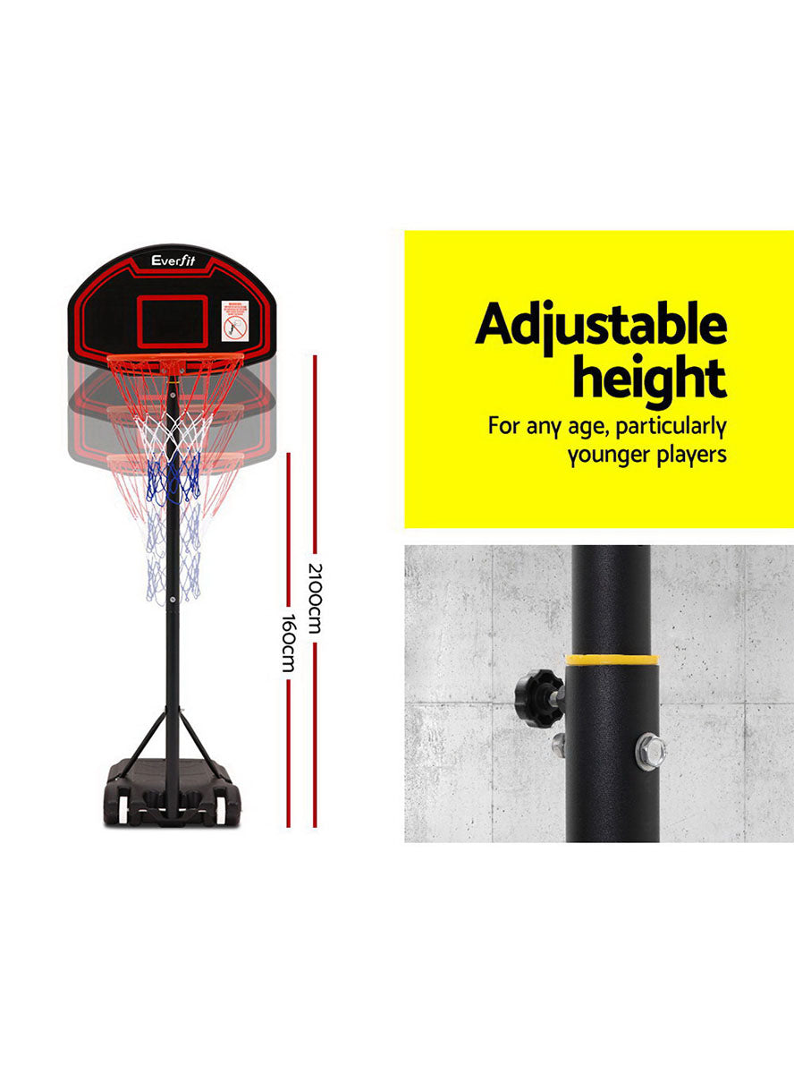 Everfit 210cm Pro Basketball Hoop With Adjustable Stand Round Backboard And Red And Black Details Info Image 3