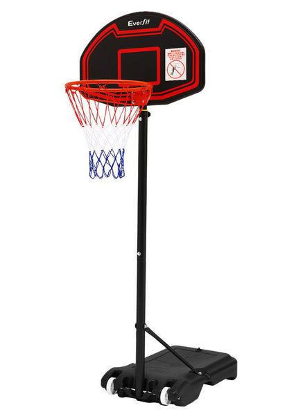 Everfit 210cm Pro Basketball Hoop With Adjustable Stand Round Backboard And Red And Black Details Main Image