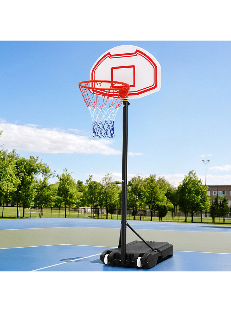 Everfit 210cm Pro Basketball Hoop With Adjustable Stand Round Backboard And Red And White Details Alternate Image