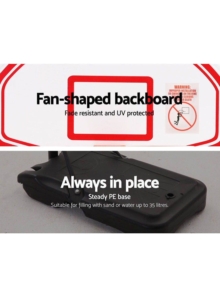 Everfit 210cm Pro Basketball Hoop With Adjustable Stand Round Backboard And Red And White Details Info Image 2