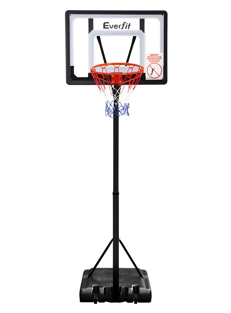 Everfit 260cm Pro Basketball Hoop With Adjustable Stand And Square Backboard With Clear And White Details Front Image