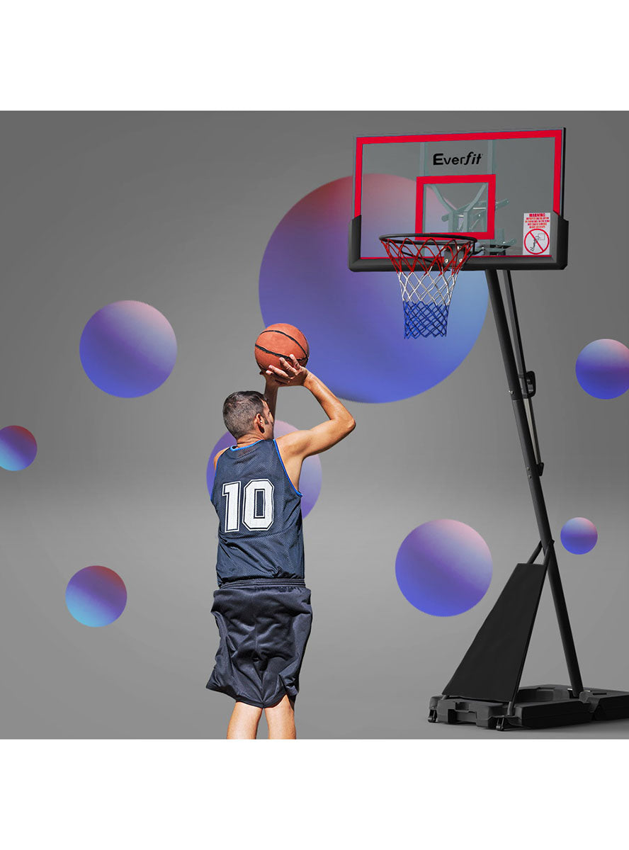 Everfit 305cm Adjustable Stand Basketball Hoop With Return System And Red Detailed Backboard Alternate Image