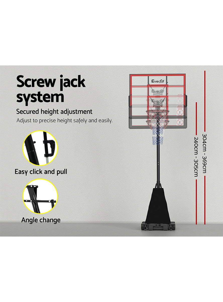 Everfit 305cm Adjustable Stand Basketball Hoop With Return System And Red Detailed Backboard Info Image 2