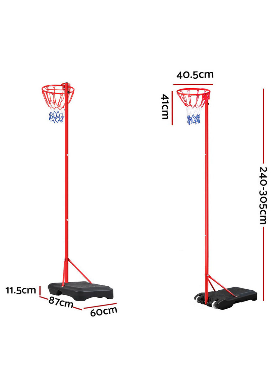 Everfit 305cm Basic Red Basketball Hoop On Stand Dimensions Image