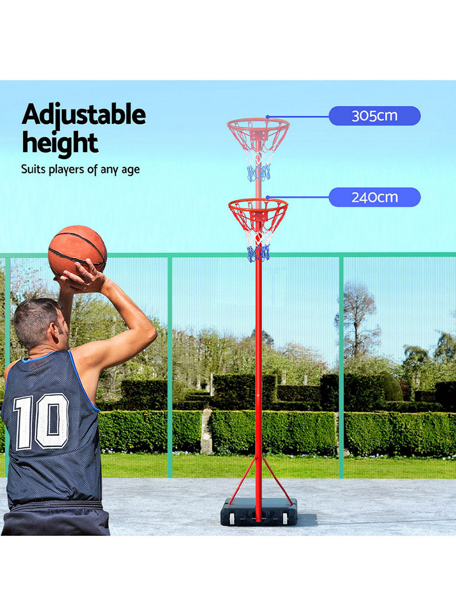Everfit 305cm Basic Red Basketball Hoop On Stand Info Image 1