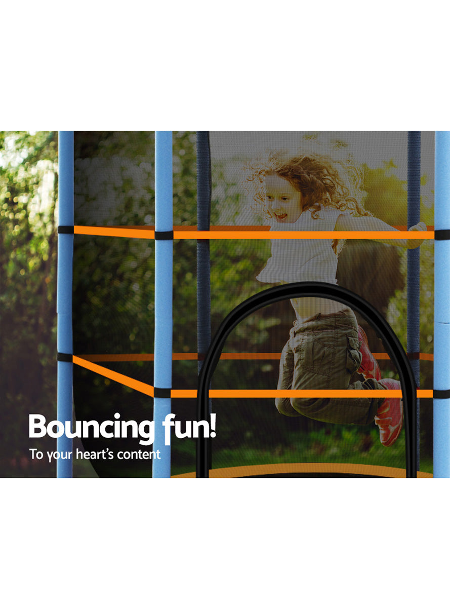 Everfit 4 Foot Orange And Blue Round Trampoline With Safety Net Info Image 1