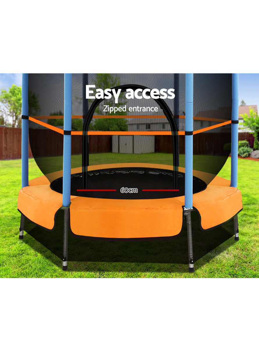 Everfit 4 Foot Orange And Blue Round Trampoline With Safety Net Info Image 2