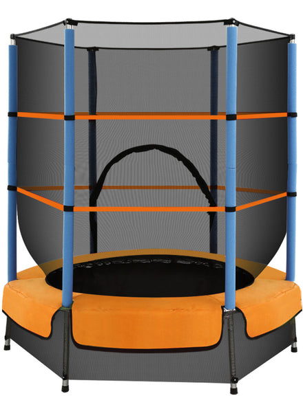 Everfit 4 Foot Orange And Blue Round Trampoline With Safety Net Main Image