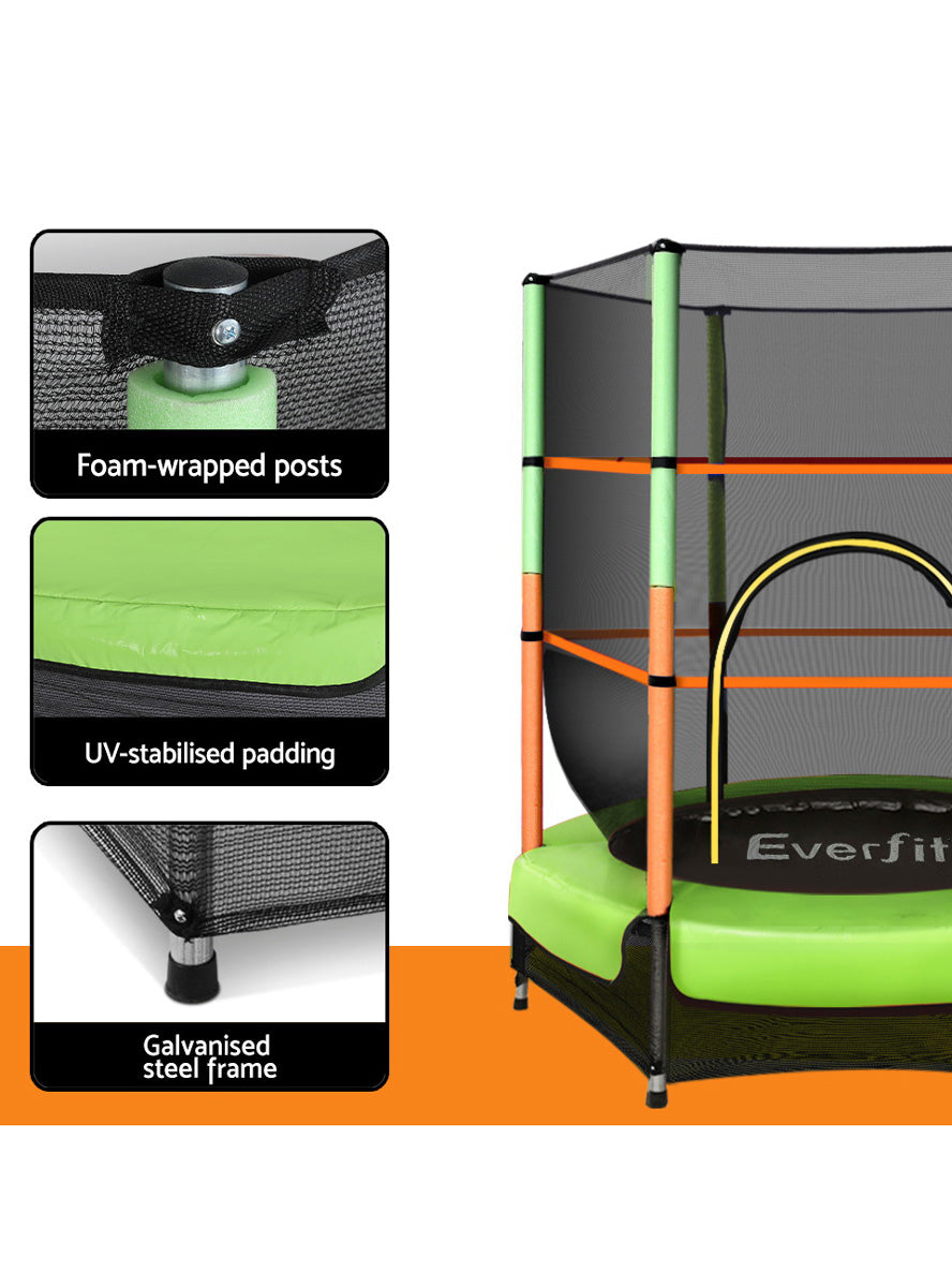 Everfit 4 Foot Orange And Green Round Trampoline With Safety Net Info Image 2