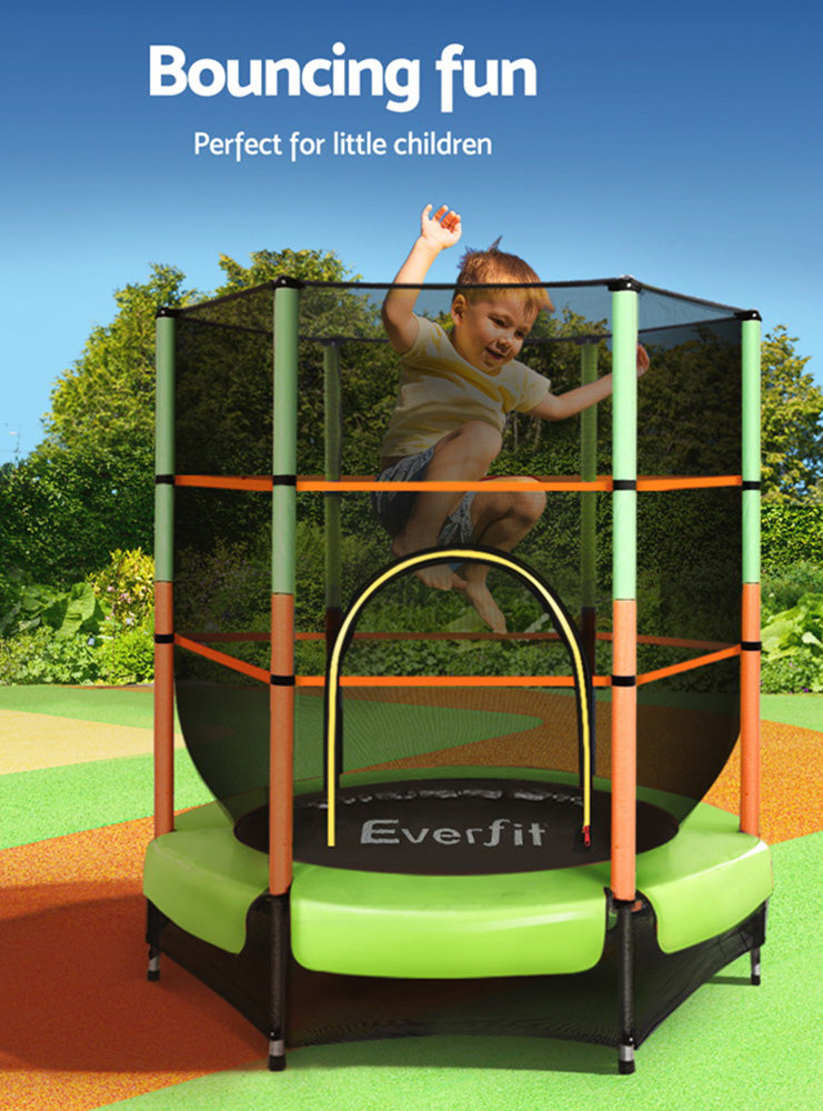Everfit 4 Foot Orange And Green Round Trampoline With Safety Net Info Image 3