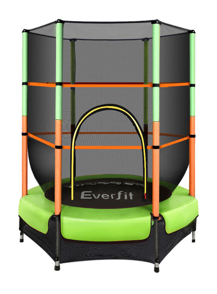 Everfit 4 Foot Orange And Green Round Trampoline With Safety Net Main Image
