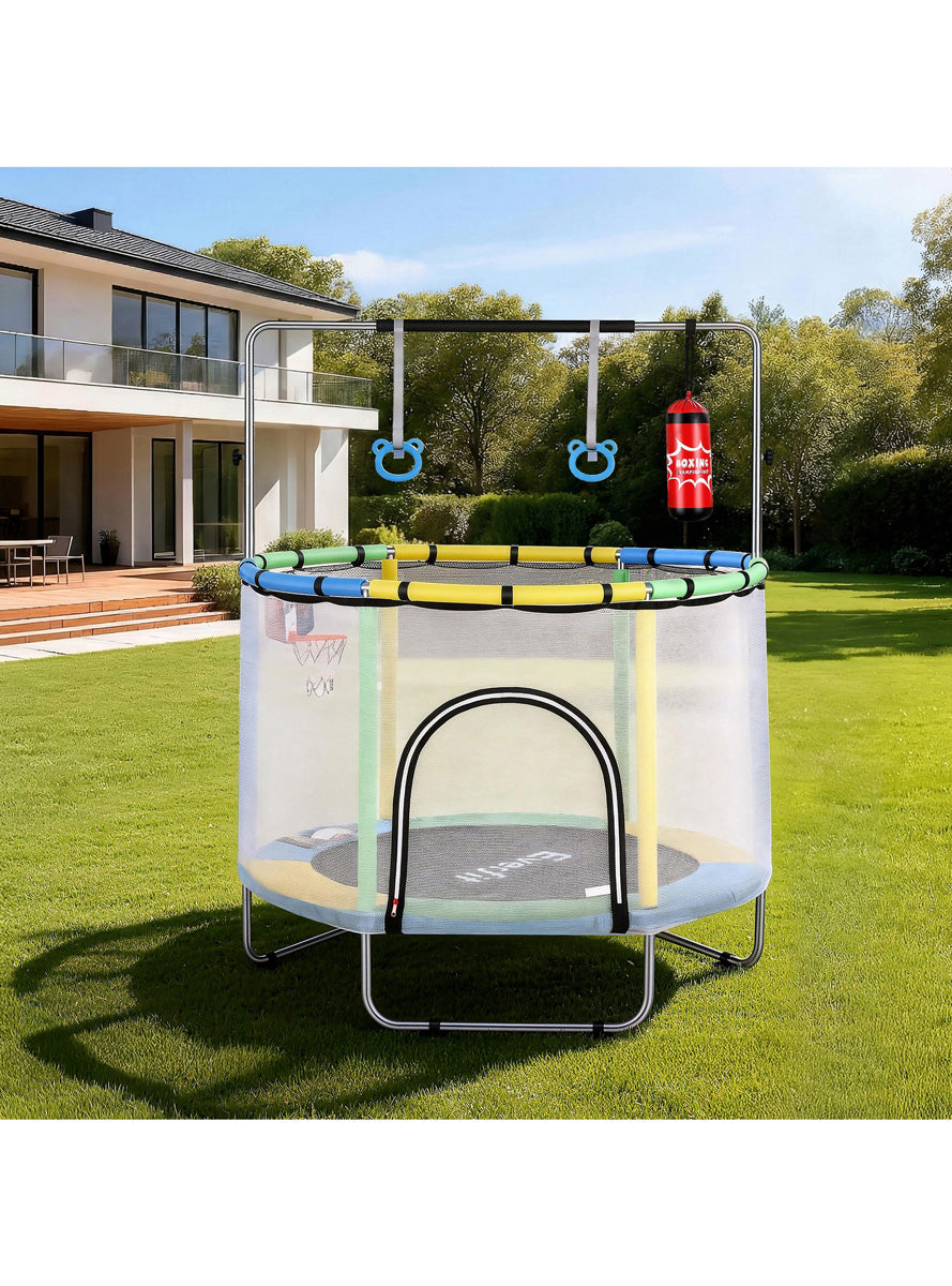 Everfit 4ft Kids Mini Trampoline With Gymnastics Bar Boxing Bag And Basketball Hoop Alternate Image