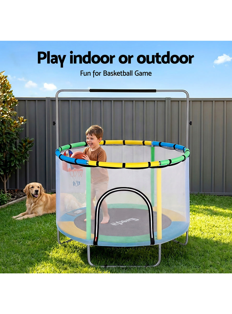 Everfit 4ft Kids Mini Trampoline With Gymnastics Bar Boxing Bag And Basketball Hoop Info Image 3