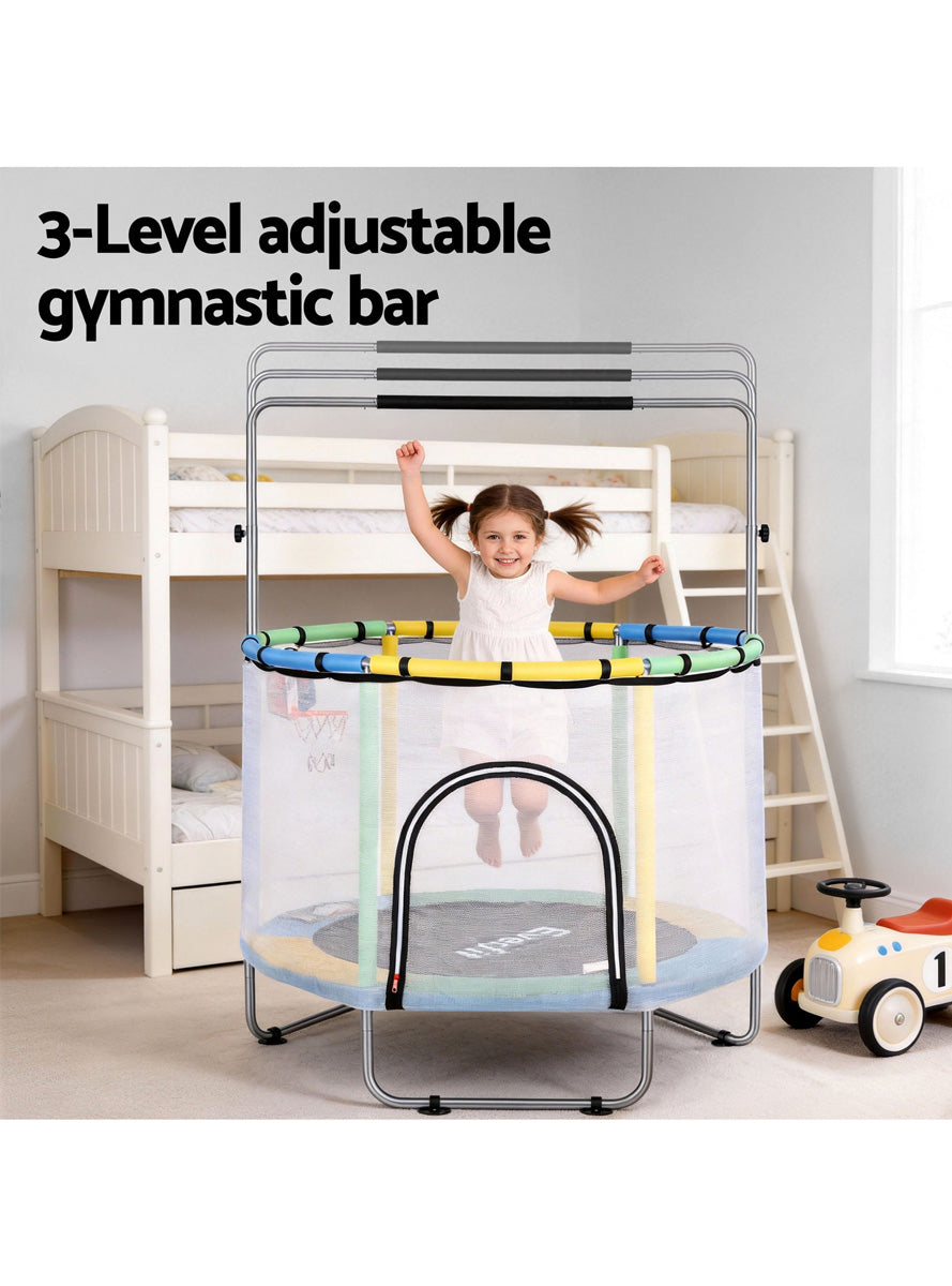 Everfit 4ft Kids Mini Trampoline With Gymnastics Bar Boxing Bag And Basketball Hoop Info Image 5