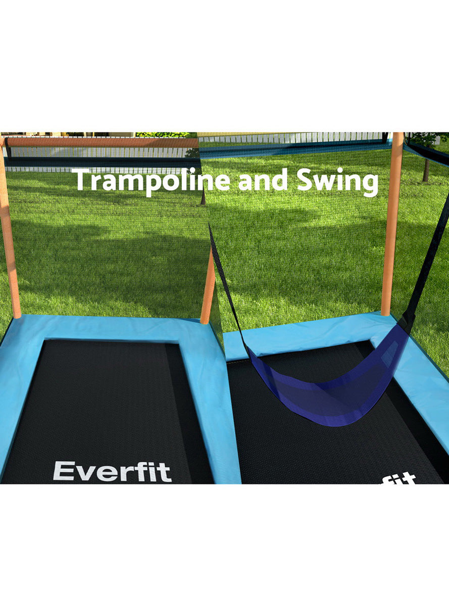 Everfit 6 Foot Rectangle Orange And Blue Trampoline With Swing And Safety Net Info Image 2