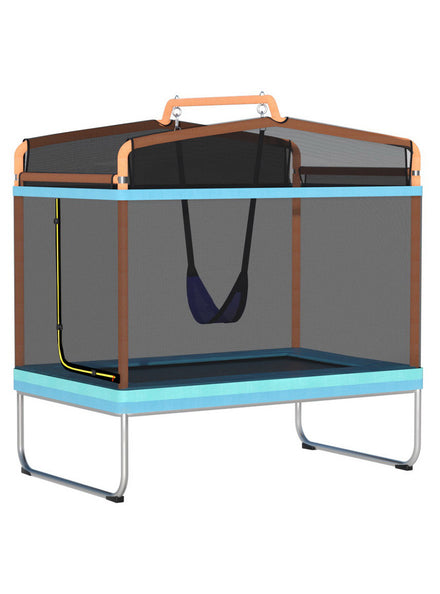 Everfit 6 Foot Rectangle Orange And Blue Trampoline With Swing And Safety Net Main Image