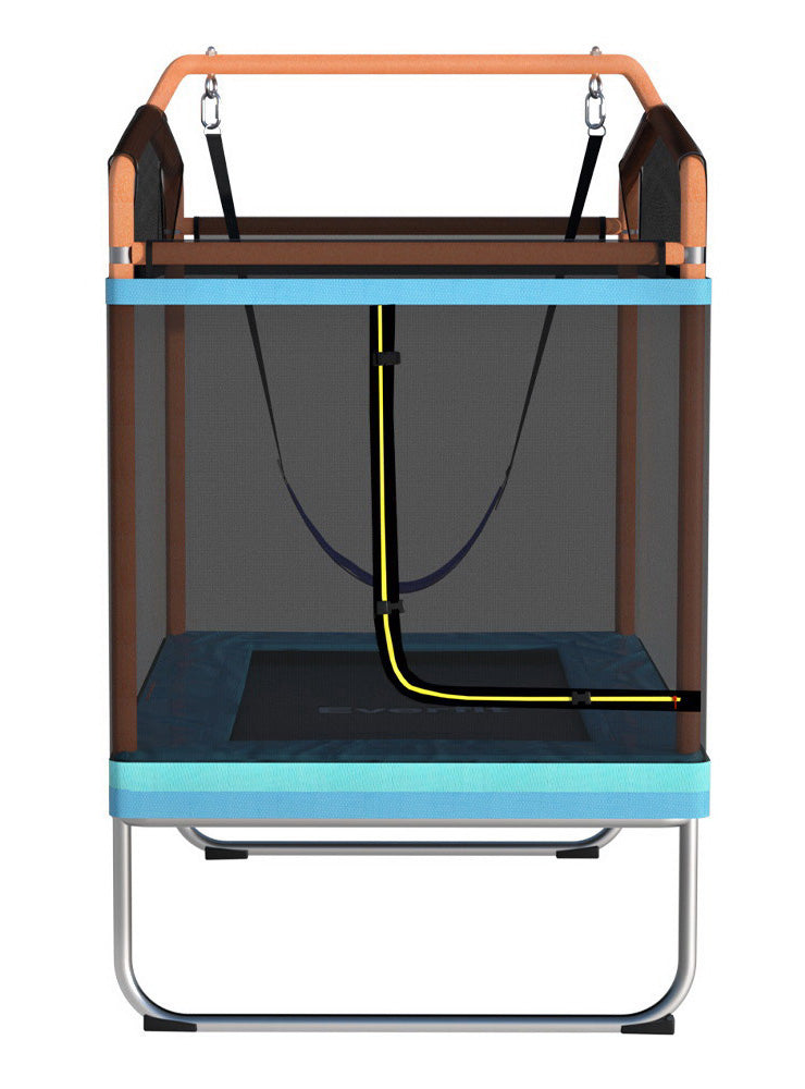 Everfit 6 Foot Rectangle Orange And Blue Trampoline With Swing And Safety Net Side Image